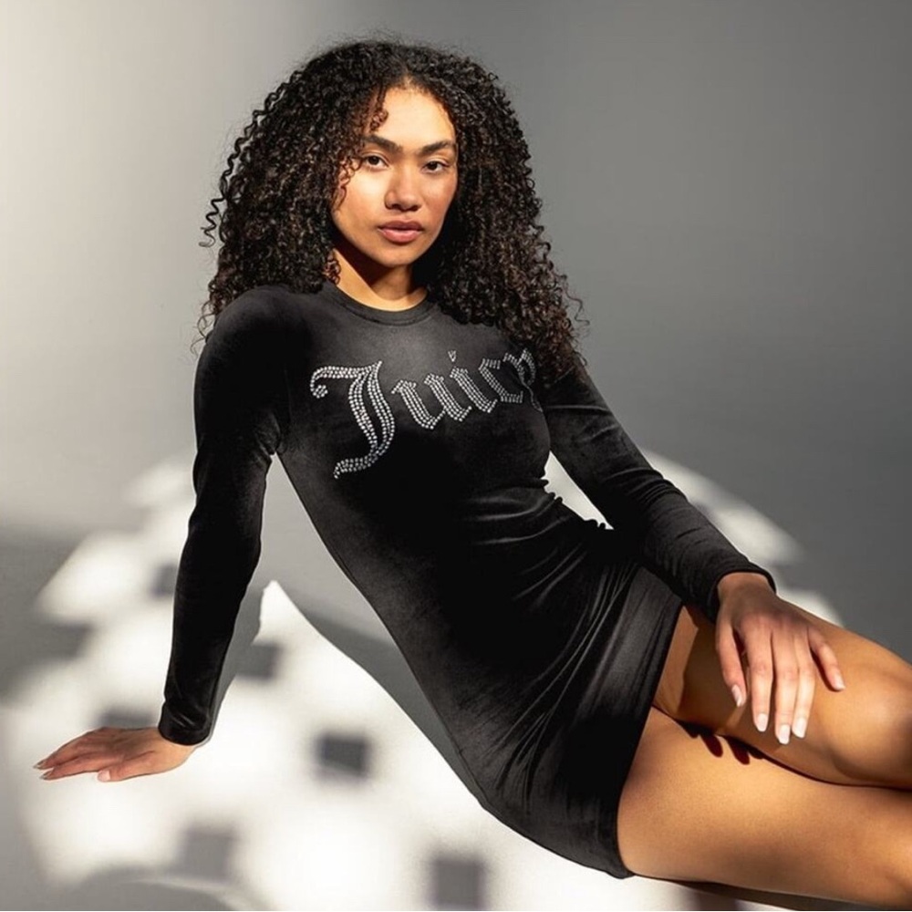 Juicy Couture Black Velour Mini Dress